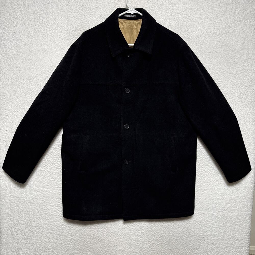 VTG ZYLOS George Machado Cashmere Blend Pea Coat Men’s Size Large/Reg. Black